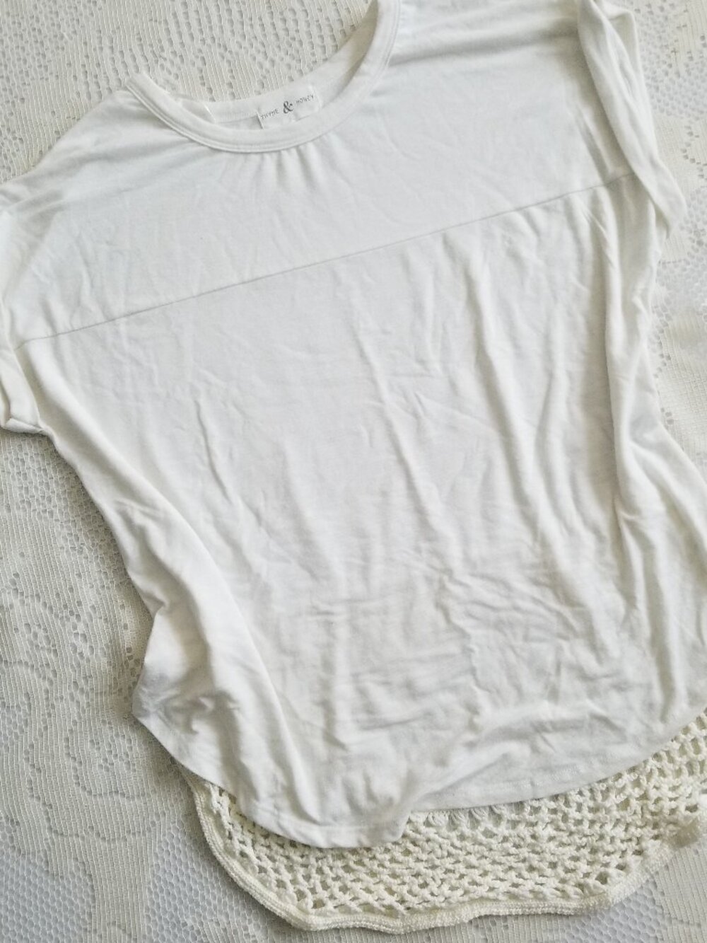 Thyme & Honey Cream Blouse Crochet Accents Size XL